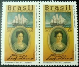 Par de selos postais do Brasil de 2017 D. Maria Leopoldina