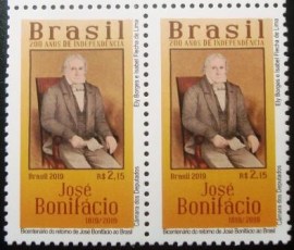 Par de selos postais do Brasil de 2019 Retorno de José Bonifácio ao Brasil