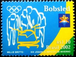 Selo postal do Brasil de 2002 Bobsled
