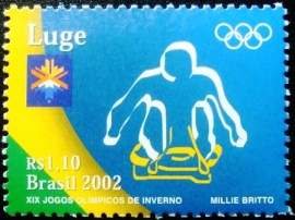 Selo postal do Brasil de 2002 Luge