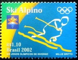 Selo postal do Brasil de 2002 Ski Alpino