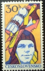 Selo postal da Tchecoslováquia de 1977 Yuri A. Gagarin