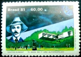 Selo postal do Brasil de 1981 Santos Dumont