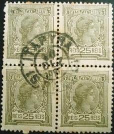 Quadra de selos postais do Brasil de 1919 Alegoria República 25