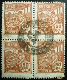 Quadra de selos do Brasil de 1924 Indústria 50rs