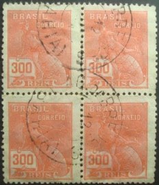 Quadra de selos do Brasil de 1929 Mercúrio 300