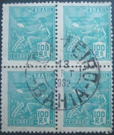 Quadra de selos do Brasil de 1929 Aviação 100