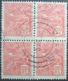 Quadra de selos postais do Brasil 1931 Aviação 200rs