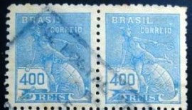 Par de selos postais do Brasil 1936 Mercúrio e Globo 400