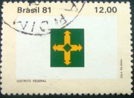 Selo postal do Brasil de 1981 bandeira Distrito Federal U