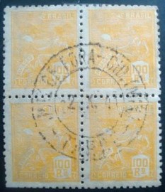 Quadra de selos postais do Brasil 1939 Aviação 100rs