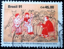 Selo postal do Brasil de 1991 Leonardo Mota