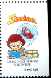 Vinheta postal do Brasil de 1997 Senninha Lendo você aprende e se diverte