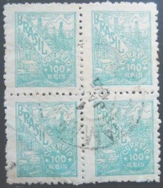 Quadra de selos postais do Brasil 1942 Petróleo 100rs