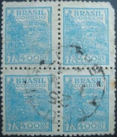 Quadra de selos postais do Brasil 1942 Agricultura 400rs