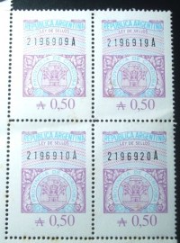 Quadra de selos fiscais da Argentina Província de Córdoba