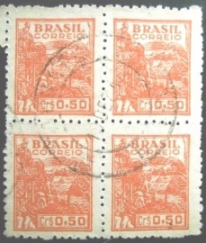 Quadra de selos postais do Brasil de 1949 Agricultura 50