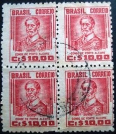 Quadra de selos postais do Brasil de 1949 Conde Porto Alegre