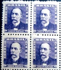 Quadra de selos postais do Brasil de 1954 Joaquim Murtinho
