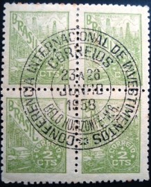 Quadra de selos postais do Brasil 1958 Conferência Internacional Investimentos
