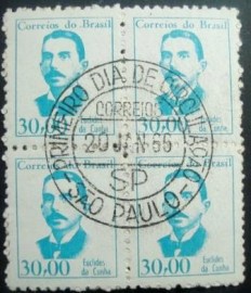 Quadra de selos postais do Brasil de 1966 Euclides da Cunha