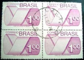 Quadra de selos postais do Brasil de 1974 Cifra 1,00