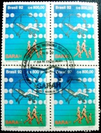Quadra de selos postais do Brasil de 1992 Hospital Sarah