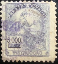 Selo postal do Brasil de 1918 Alegoria Instrução 5000