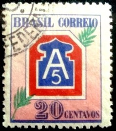 Selo postal do Brasil de 1945 V Exército 206 NCC