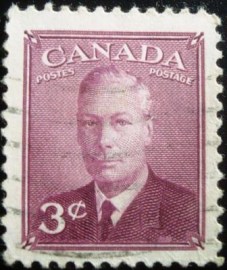 Selo postal do Canadá de 1949 King George VI 3c 1949-51