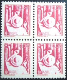 Quadra de selos postais do Brasil de 1979 Seringueiro