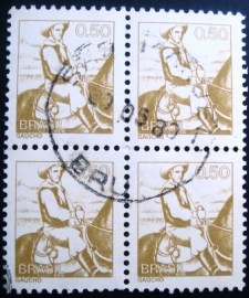 Quadra de selos postais do Brasil de 1979 Gaúcho
