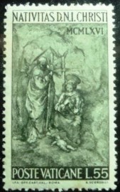 Selo postal do Vaticano de 1966 Holy Family in Bethlehem 55