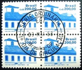 Quadra de selos postais do Brasil de 1988 Casa dos Contos