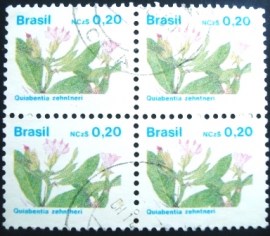 Quadra de selos postais do Brasil de 1989 Quiabento