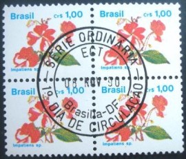 Quadra de selos postais do Brasil de 1990 Maria-sem-vergonha