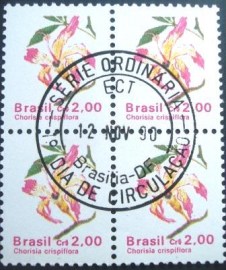 Quadra de selos postais do Brasil de 1990 Paineira