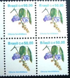Quadra de selos postais do Brasil de 1990 Sombreiro