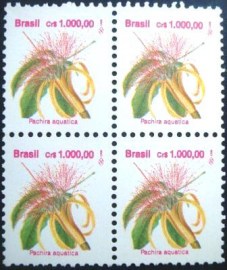 Quadra de selos postais do Brasil de 1992 Algodão