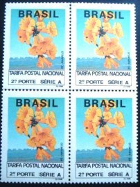 Quadra de selos postais do Brasil de 1993 Ipê Amarelo