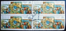 Quadra de selos postais da Argentina de 1970 Painting by Gramajo Gutierrez