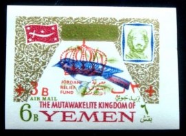 Selo postal do Reino do Iemên de 1967 Jordanian Relief Fund 6+3