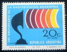 Selo postal da Argentina de 1970 50 Years Broadcasting in Argentina