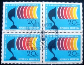 Quadra de selos postais da Argentina de 1970 50 Years Broadcasting in Argentina