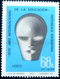 Selo postal da Argentina de 1970 Unesco