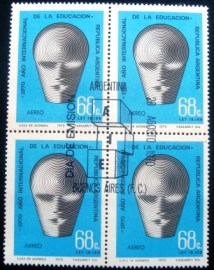 Quadra de selos postais da Argentina de 1970 Unesco