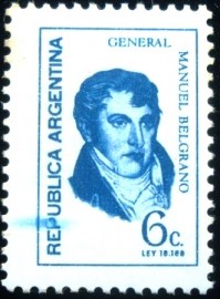 Selo postal da Argentina de 1970 General Manuel Belgrano 6c