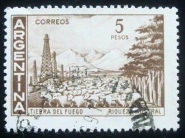 Selo postal da Argentina de 1970 Tierra del Fuego