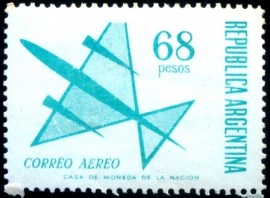 Selo postal da Argentina de 1967 Stylized aircraft 68