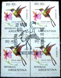 Quadra de selos postais da Argentina de 1970 Slender-tailed Woodstar